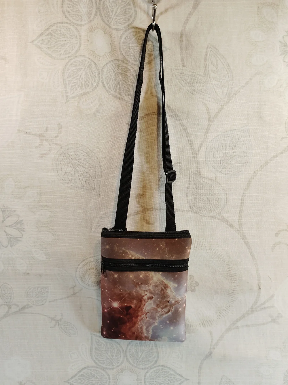 Galaxy Print Crossbody Bag - Brown/Beige